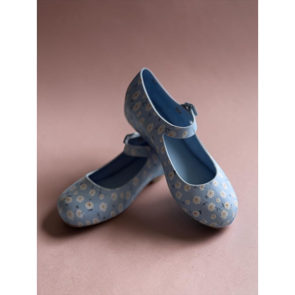 Mini Melissa Ultragirl Daisy Floral Blue Jelly Mary Jane Flats Kids Size 2